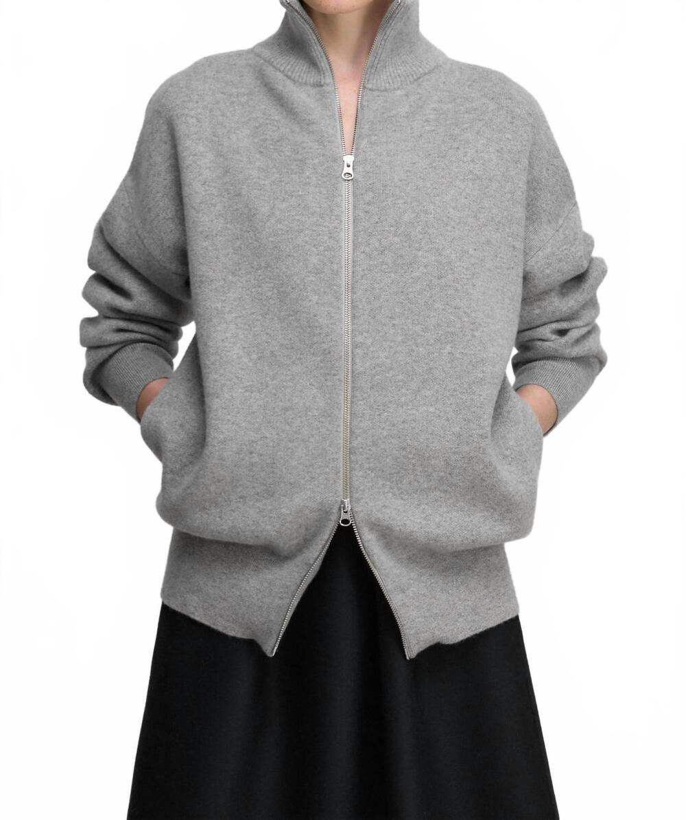NEW EXTREME CASHMERE n°319 xtra out sporty cashmere zip-up cardigan in grey